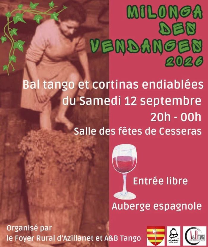 A la salle des fêtes de Cesseras, venez au bal tango & cortinas endiablées.  Auberge espagnole.