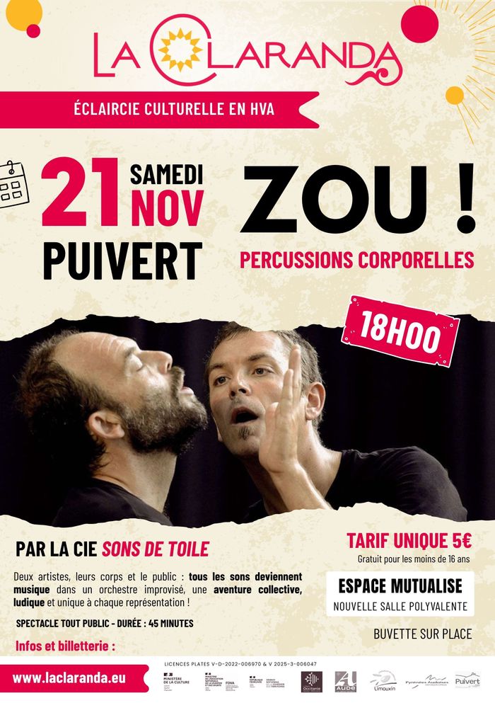 Deux artistes, leurs corps et le public : tous les sons deviennent musique dans un orchestre improvisé, une aventure collective, ludique et unique à chaque représentation !