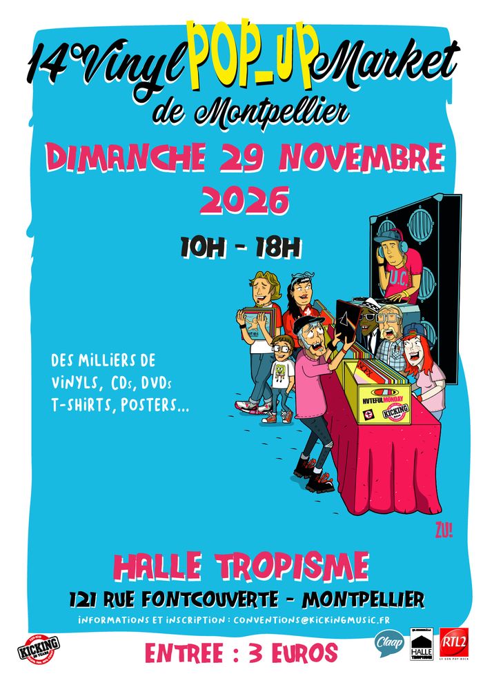 𝗗𝗶𝗺𝗮𝗻𝗰𝗵𝗲 29 Mars, 𝗱𝗲 𝟭𝟬𝗵 𝗮̀ 𝟭𝟴𝗵, 𝗹𝗮 𝗛𝗮𝗹𝗹𝗲 𝗧𝗿𝗼𝗽𝗶𝘀𝗺𝗲 accueille le 12° Vinyl Pop-Up Market de Montpellier.