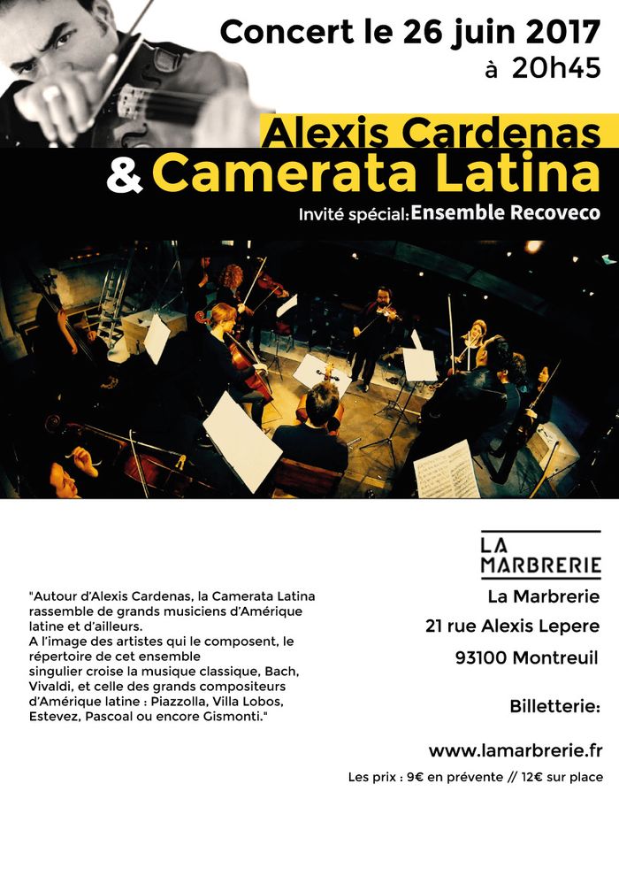 Autour d’Alexis Cardenas, la Camerata Latina rassemble de grands musiciens d’Amérique latine et d’ailleurs pour un concert haut en couleurs !