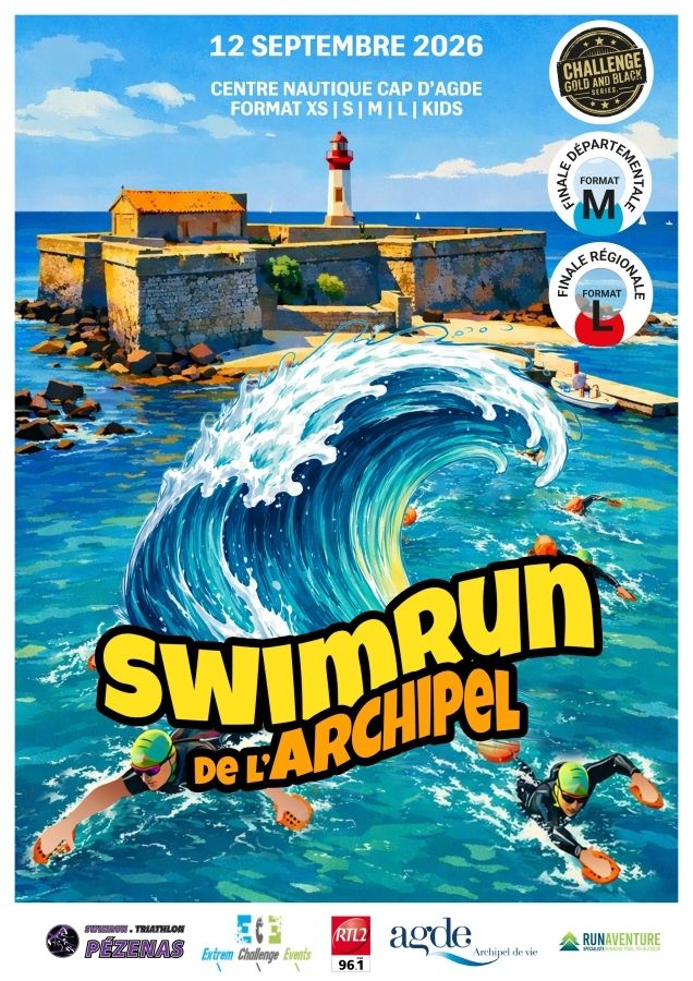 Le samedi 12 septembre 2026, Agde accueille la nouvelle édition du Swimrun de l'Archipel, une épreuve combinant course à pied et natation en pleine mer.