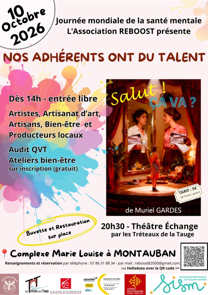 Nos adhérents ont du talent – Journée santé mentale :   Ateliers bien‑être, artisans, théâtre « Salut ! Ça va ? » et village de la résilience à MONTAUBAN
