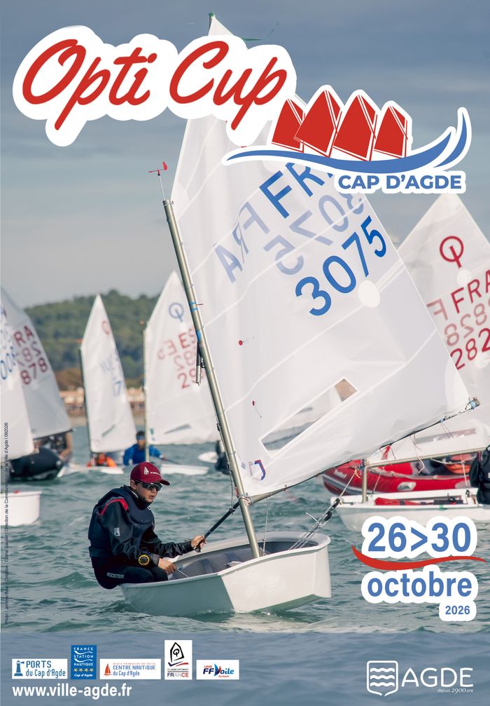 Près de 300 jeunes régatiers, âgés de 9 à 14 ans pour la régate OPTI CUP 2026 au Cap d'Agde.
